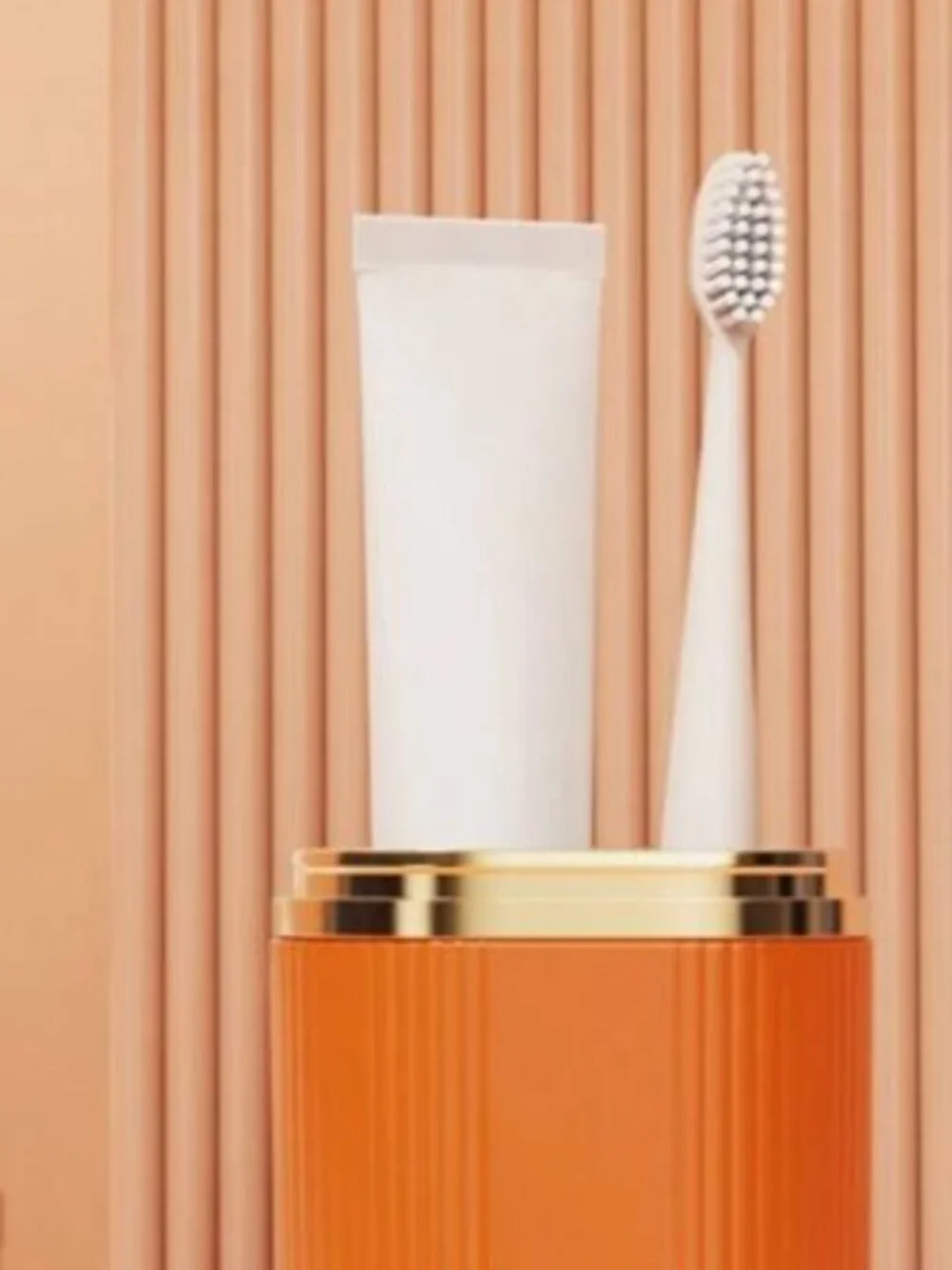 Toothbrush Holder Storage Organizer Orange and Gold